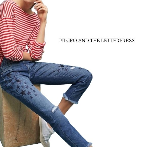 Pilcro and the Letterpress Denim - Pilcro and the Letterpress | Slim Boyfriend Distressed Star Jeans